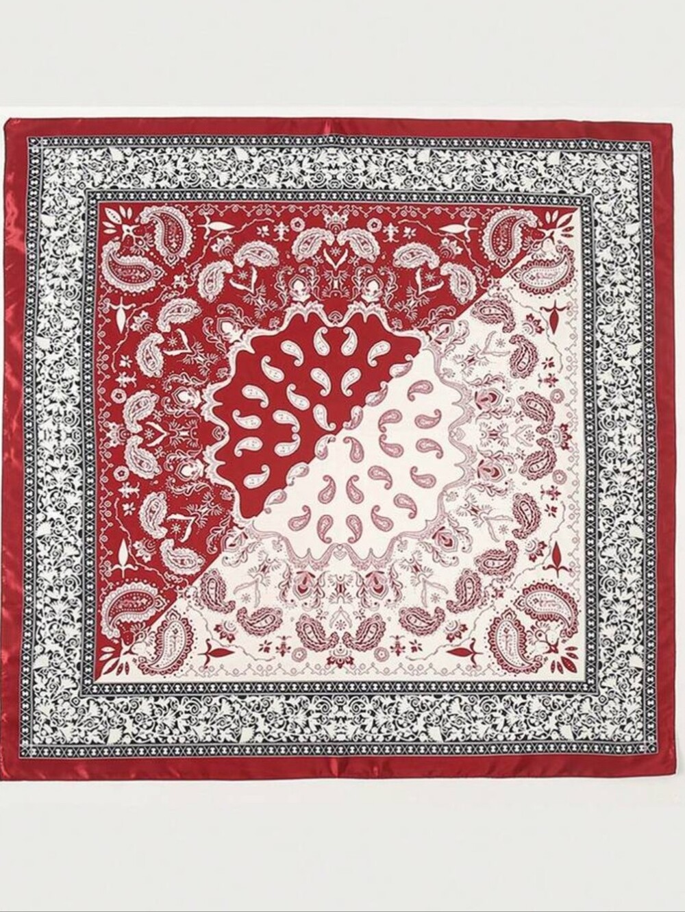 Red And White Paisley Square Scarf
